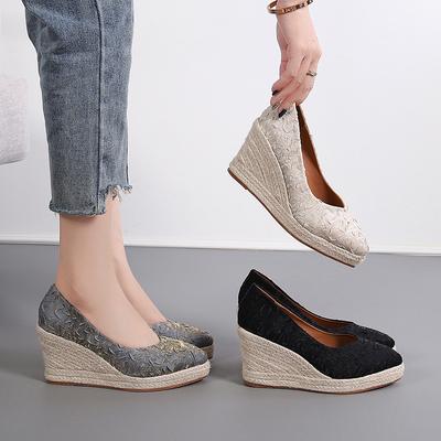 Mode 2024 Talons Hauts Femmes Chaussures Compensées Élégantes Chaussures de Fête pour Dames Marque Escarpins Femme Rétro Talon Compensé Femme 8cm
