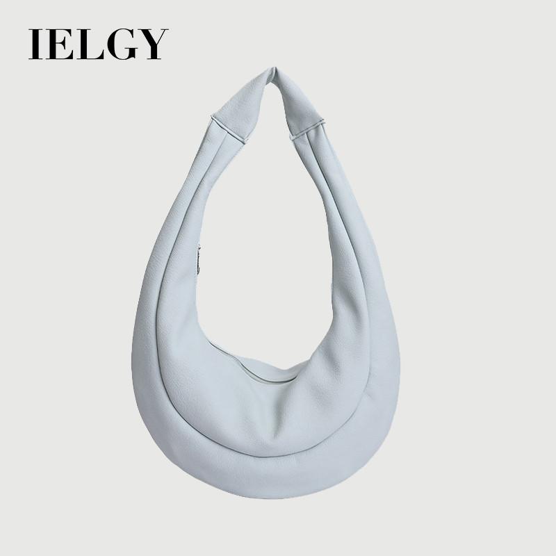IELGY Simple Wide Shoulder Strap Soft Leather Dumpling Bag Casual All-Match One-Shoulder Messenger Bag