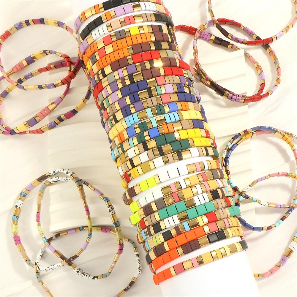 Beads Elastic Bracelet Colorful Stackable Bracelet Fashion Tila Beads Bracelet Gift