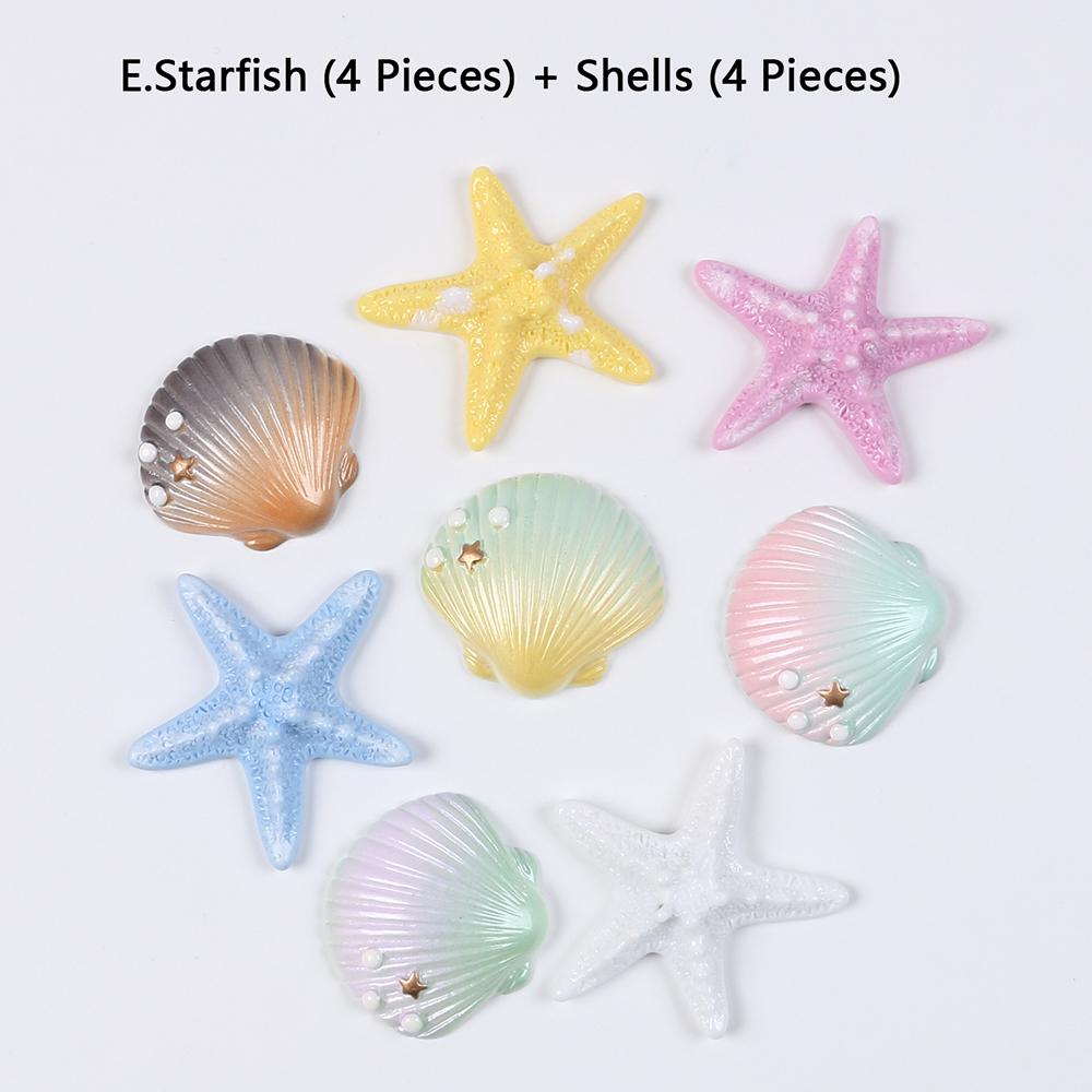 Shell Starfish Cake Decoration Resin Ocean Themed Cake Topper for Birthday Party Baby Shower Wedding Cake Decor