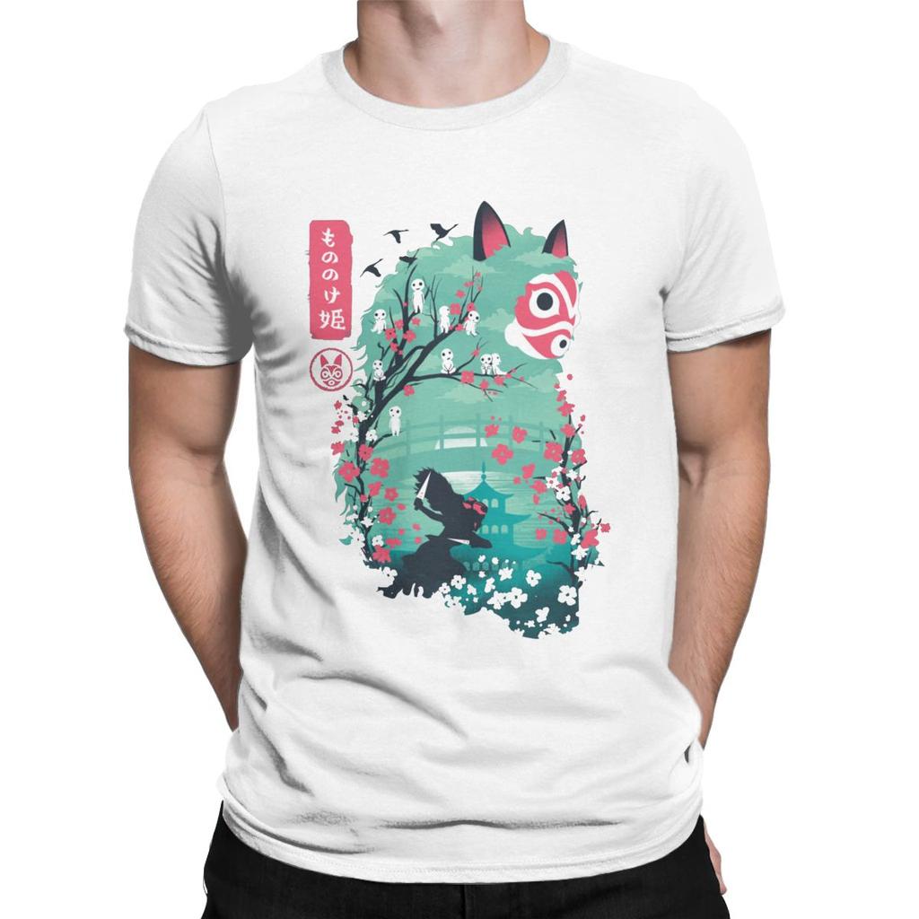 Men S Japanese Ukiyo E Princess Mononoke Classic T Shirt Ghibli Cotton Clothing Novelty Short Sleeve
