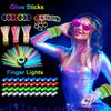 138pcs/Set Glowing Festival Party Kit - Includes 100 Glow Sticks, 12 Pairs of Neon Glasses, 20 Finger Lights, 6 Headbands, Chris