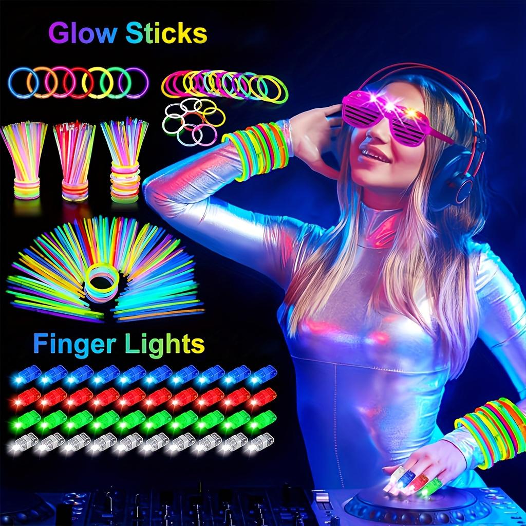 138pcs/Set Glowing Festival Party Kit - Includes 100 Glow Sticks, 12 Pairs of Neon Glasses, 20 Finger Lights, 6 Headbands, Chris