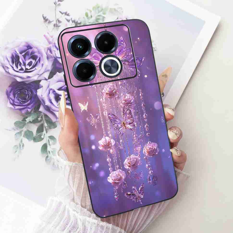 Colorful Butterfly Fashion For Infinix Note 40 5G X6852 Case Silicone TPU Black Cover For Infinix Note40 5G Bumper Shell Fundas