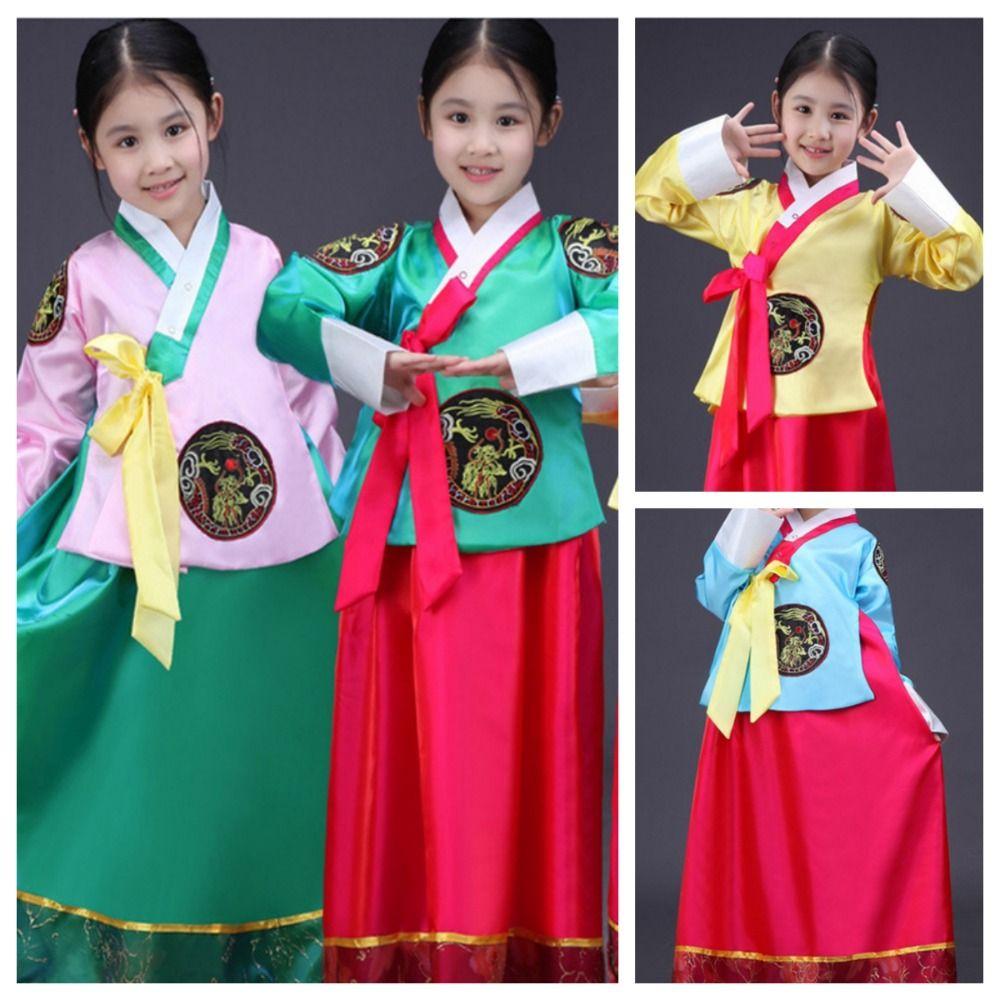 

Этнический детский ханбок платье древний танцевальный костюм для девочек одежда для выступлений M зелёный