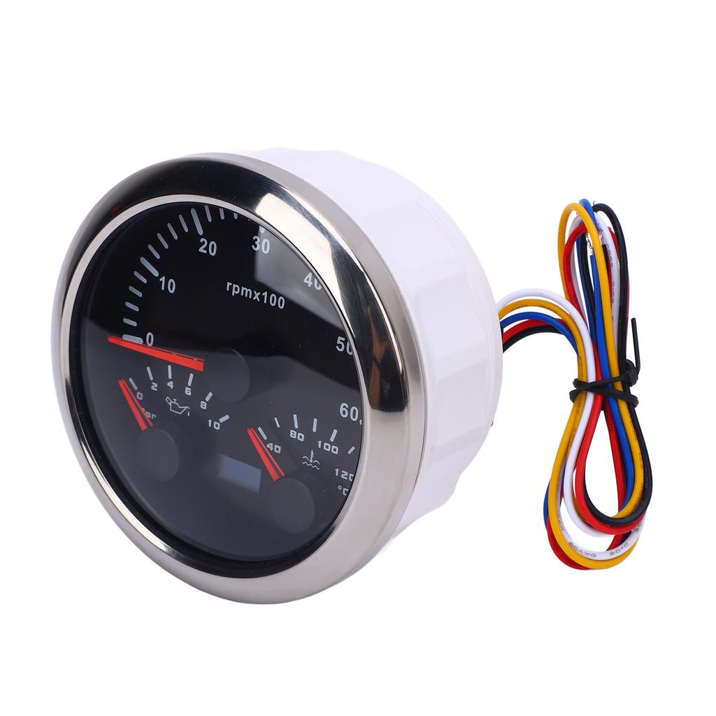 3 In 1 85mm Tachometer DC 9 To 32V 6000rpm 0 To 10bar Oil Pressure 40 To 120 Celsius  Water Temp 7 Color Backlight for
