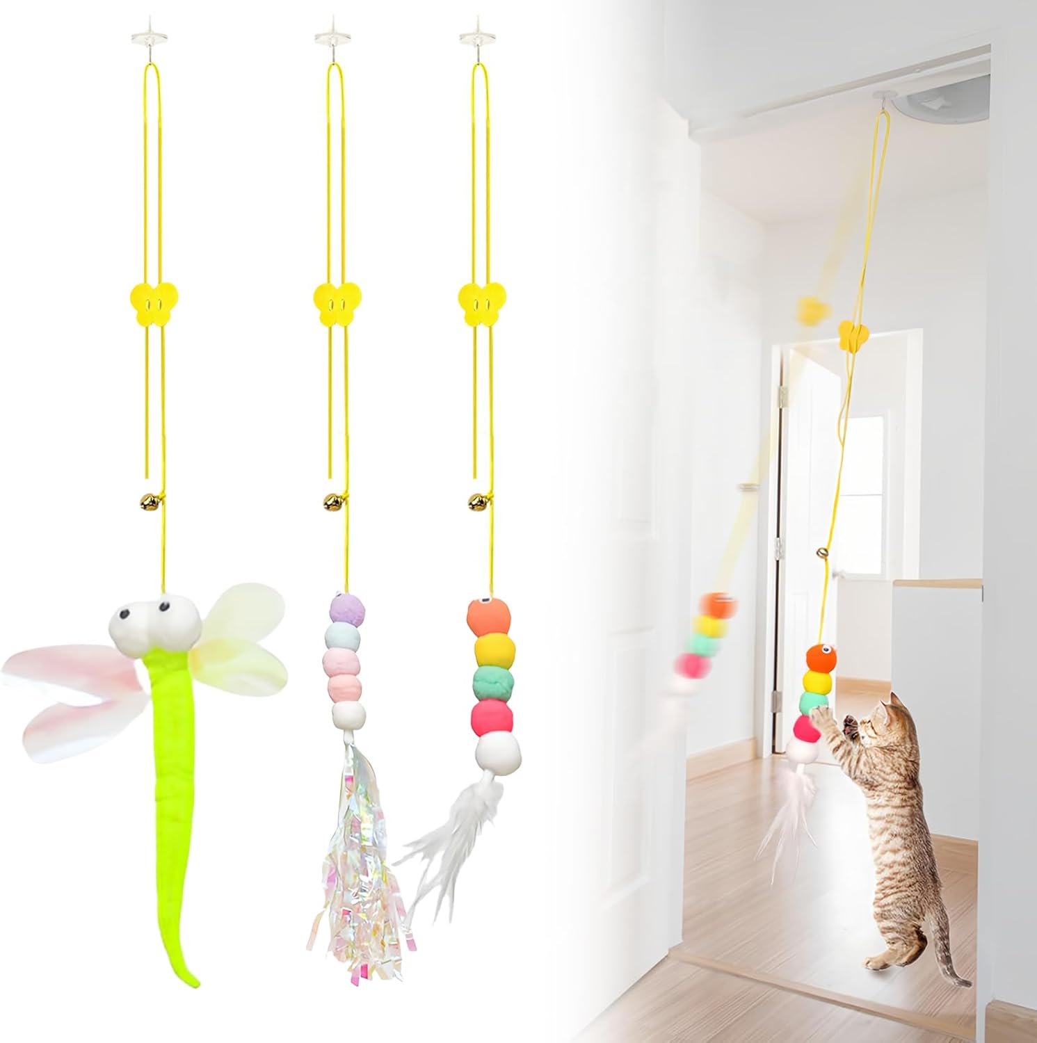 New Suction Cup Elastic Rope Suspension Swing Bouncing Interaction Self Fun Cat and Dog Toy Cat Teaser Stick