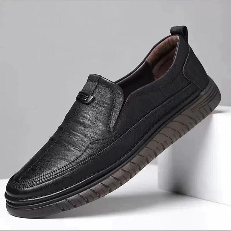 Men's Genuine Leather Casual Business Shoes - Versatile Cowhide with Soft Non-Slip Sole