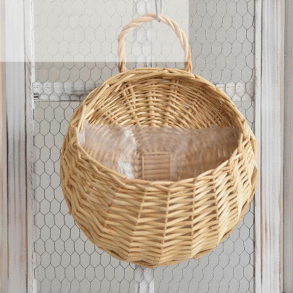 Pastoral Rattan Planter Basket Wall Hanging Woven Vase Storage Container Flower Pot  Indoor Outdoor