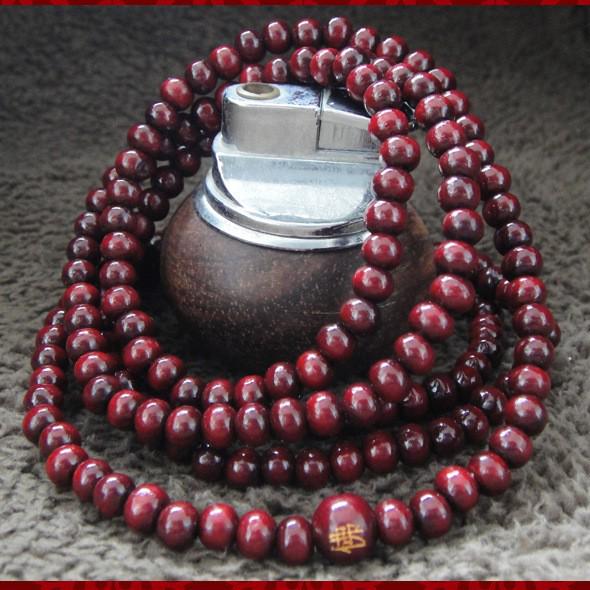 108 Sandalwood Buddhist Beads Bracelet - Fashionable Three-Round Design for Women