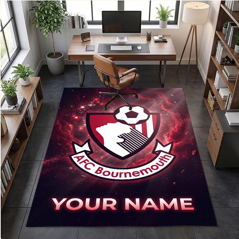 Crystal Velvet Rug Bournemouth Football Print Custom Name Text Floor Mat Home Decor