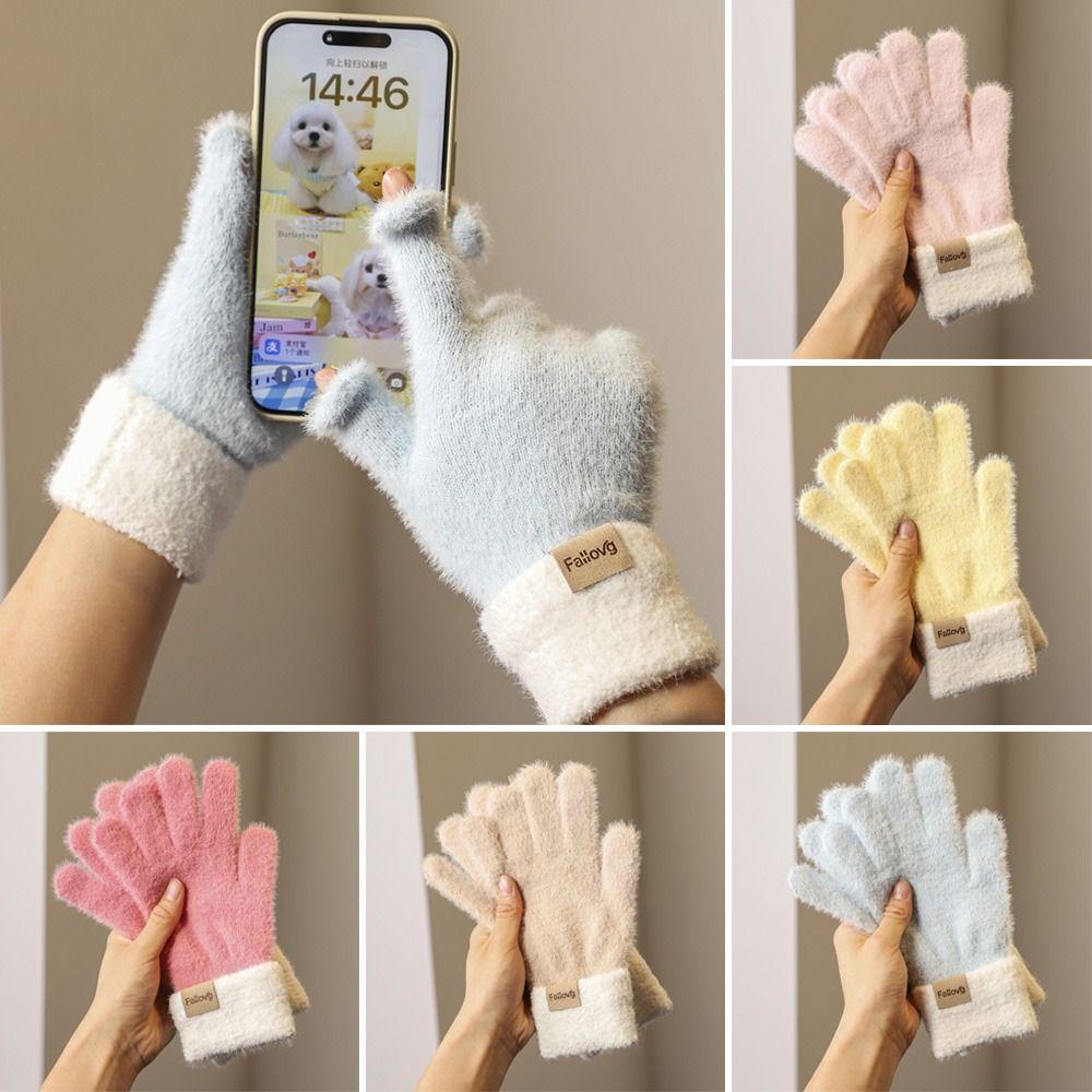 Thickened Winter Gloves Windproof Knitted Gloves Fashion Warm Gloves Women