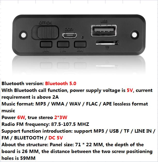 

6/50 Вт усилитель беспроводной MP3 декодер плата Bluetooth автомобильный MP3 плеер USB записывающий модуль FM AUX радио для динамика Handsfree