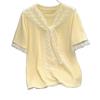 Women's Plus Size Doll Collar Lace-Up Short Sleeve T-shirt - 2025 Summer Slimming Fashion Top