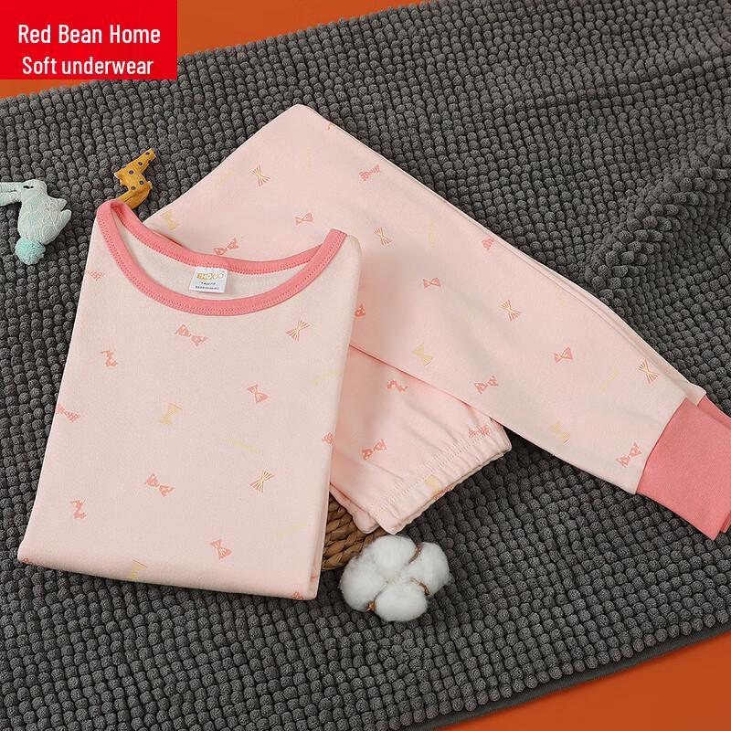 Hodohome Girls' Pure Cotton Printed Thermal Pajama Set