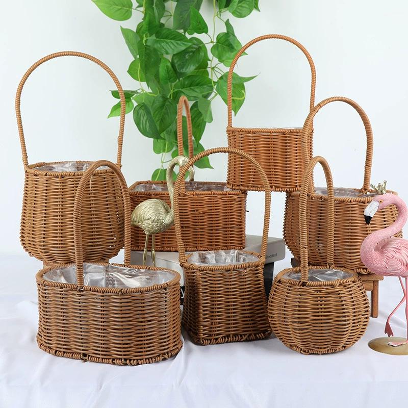 Valentinstag Handgefertigter Rattan Picknick- und Blumenkorb für Hochzeiten und Heimdekoration