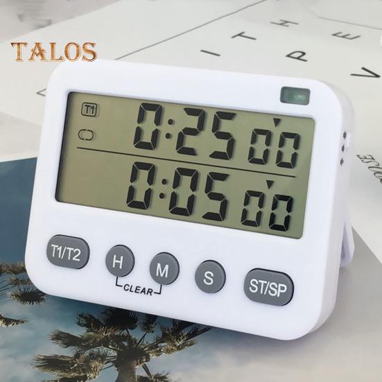 Temporizador digital duplo conveniente, alimentado por bateria, função de memória, ferramenta de gerenciamento de tempo para cozinha doméstica, resistente