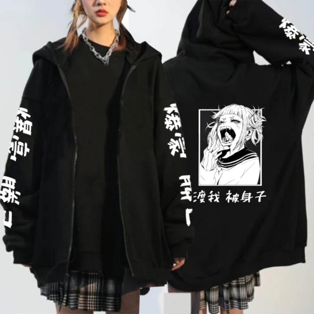 Herren Damen Reißverschluss Hoodies My Hero Academia Anime Kapuzenpullover Bakugo Himiko Shoto Sweatshirt Harajuku Unisex Streetwear Zip Jacke