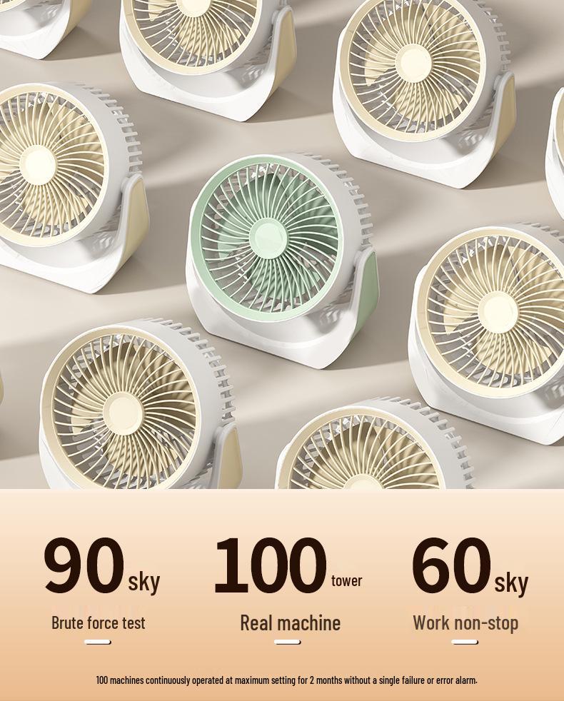USB Rechargeable Desk Fan: Silent, Strong Wind, Wall-Mountable, Multi-Angle for Office/Student Dorms