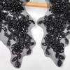 Black Cloth Sticker Three-Dimensional Mesh Yarn, Beaded Sequins, Flower Applique Clothing, Evening Dress, Performance Clothing