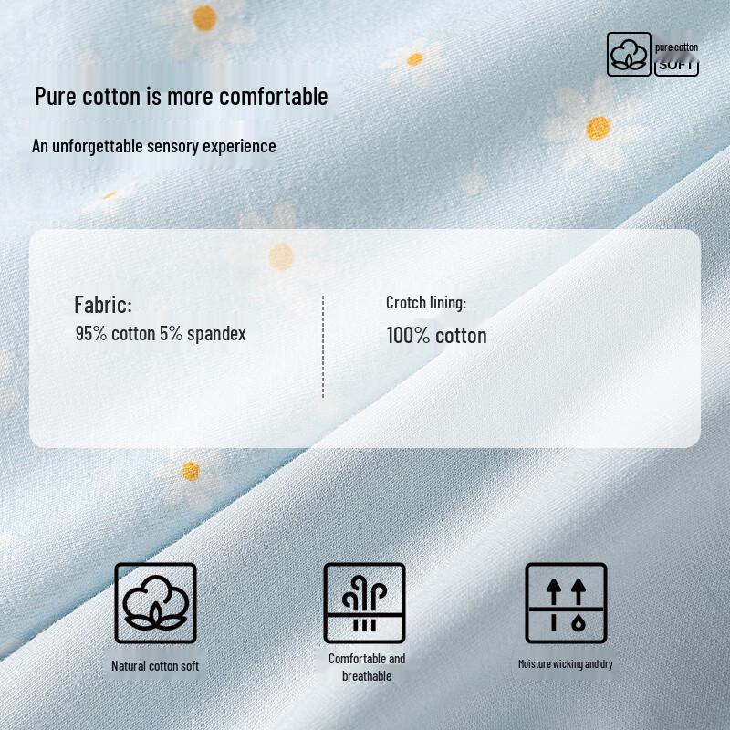 Cosmo Lady Women's Mid-Waist Pure Cotton Lace Trim Briefs (4-Pack)