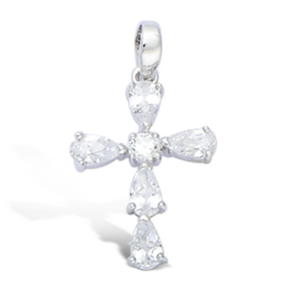 Les Trésors De Lily [L1789] - Silver Pendant 'Cross' Silver-white (rhodium-plated) - 20x14 Mm