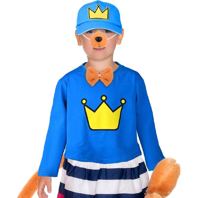 Kavoc 5 Pcs Blue Dog Costume Set Including Blue BaseCap Brown Dog Nose Bow Tie and Tail for Halloween Christmas Fancy Dress Up Supplies (S)