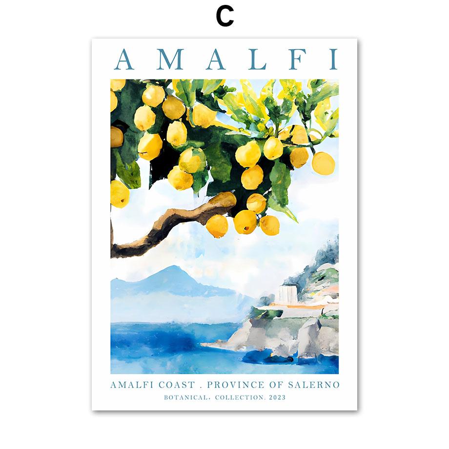 Venice Amalfi Sea Lemon Peach Orange Wall Art Canvas Oil Painting Fruit Posters And Prints Pictures for Living Room Home Decor