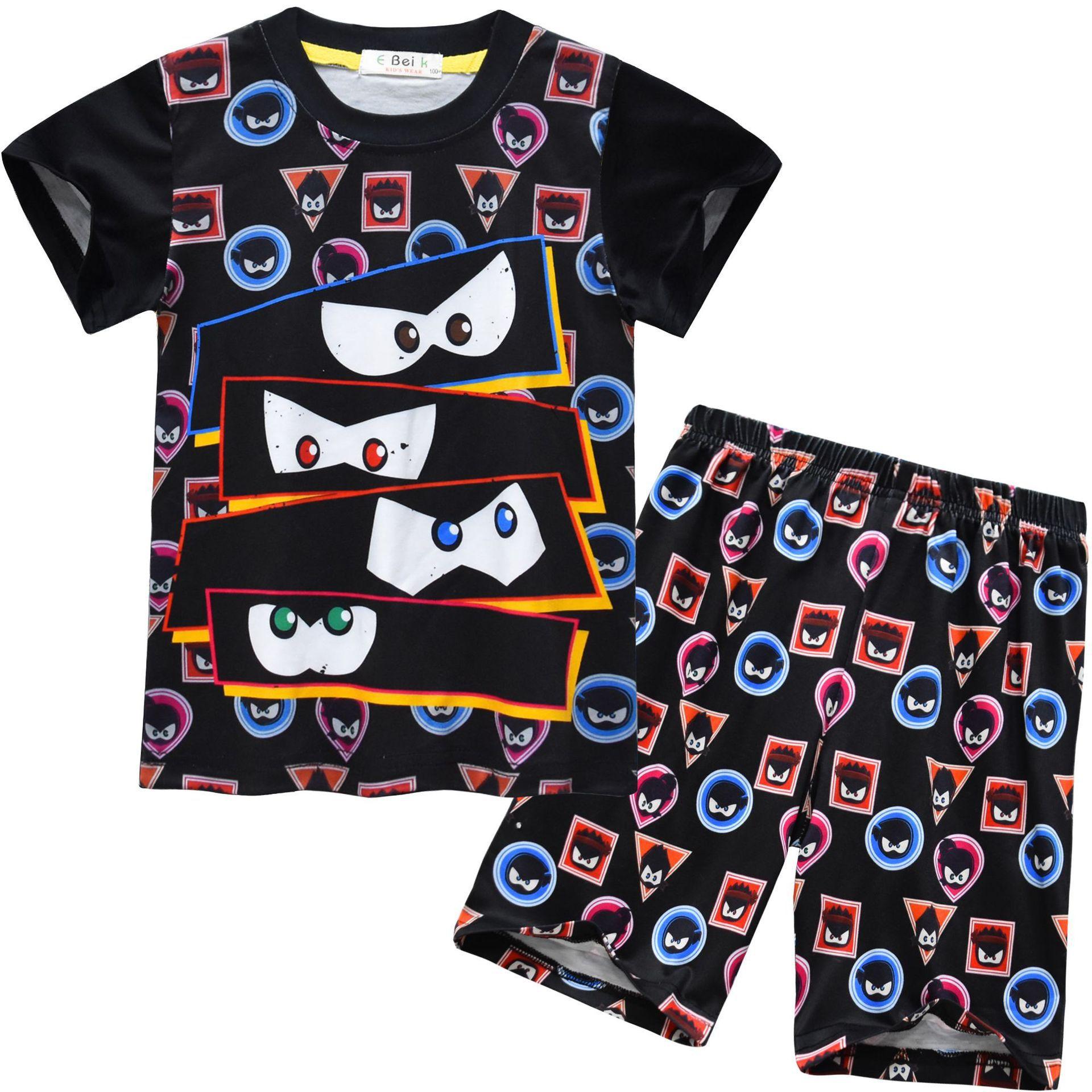 

Children S Short-Sleeved Animated Cartoon Digital Printing Set, Children S Short-Sleeved Loungewear Set 91184 110