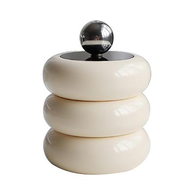 Nordic Style Qtip Holder Dispenser Desktop Dustproof Cotton Swab Storage Container Doughnut Shape