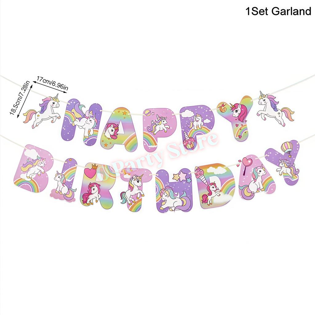 Kids Girls Unicorn Birthday Party Decoration Tableware Kit Plate Cup Unicorn 3D Balloons Party Favors Baby Shower Supplies Gifts