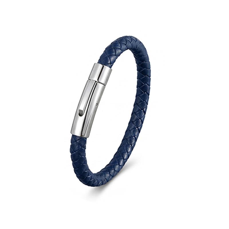 European and American Leather Bracelet Stainless Steel Snap Button Men's Woven Leather Bracelet