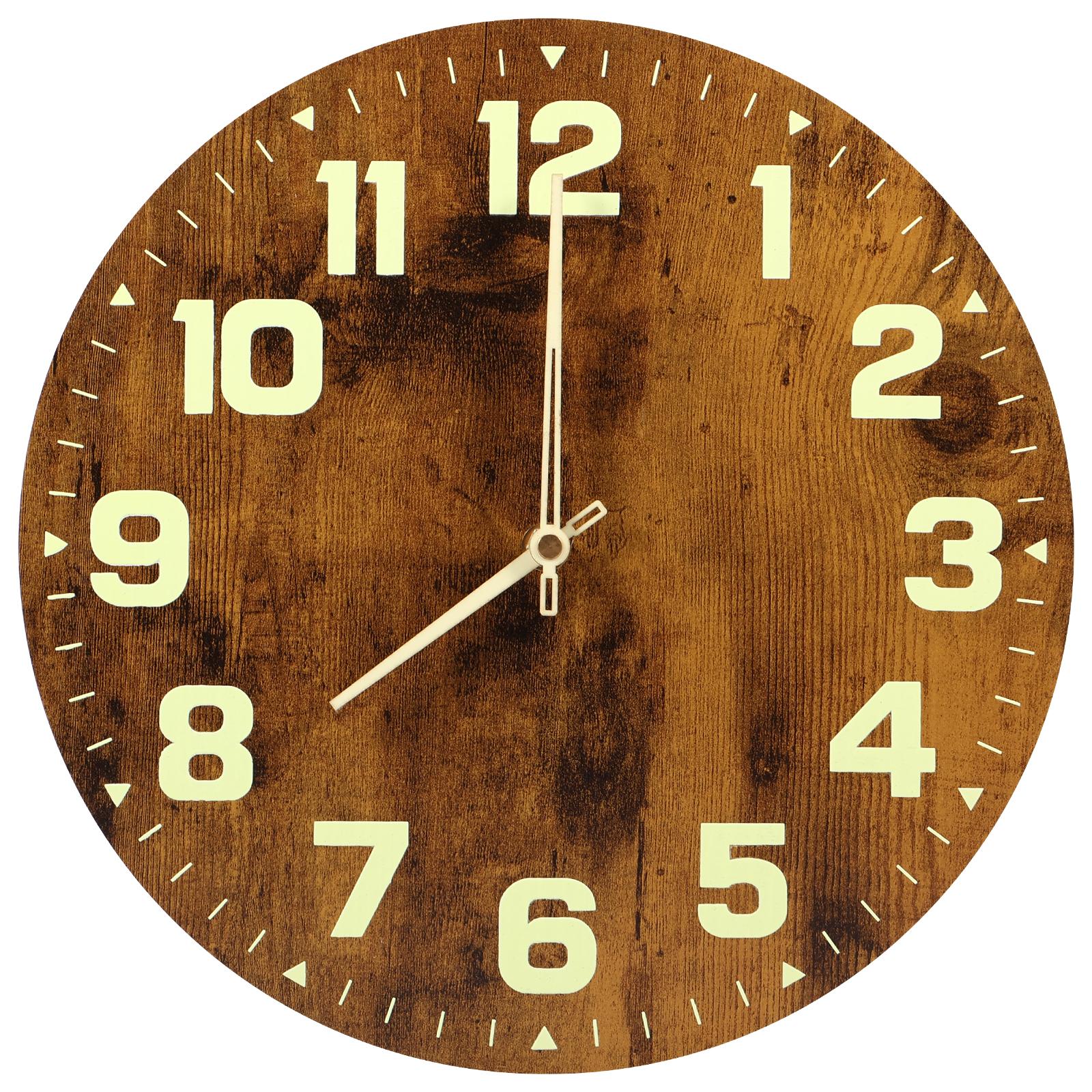 Luminous Wall Clocks Wooden Glow in The Dark Clock 12 in Silent Non-Ticking Lighted Wall Clock for Office Living Room Home Decor