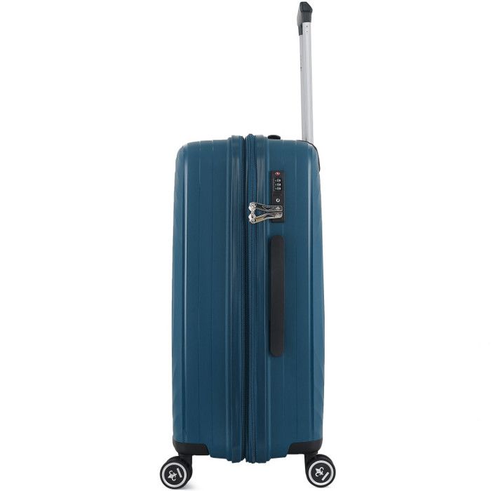 Set of 3 Expandable Hard Trolley Suitcases Polycarbonate - LYS Paris 2401/3 - Blue