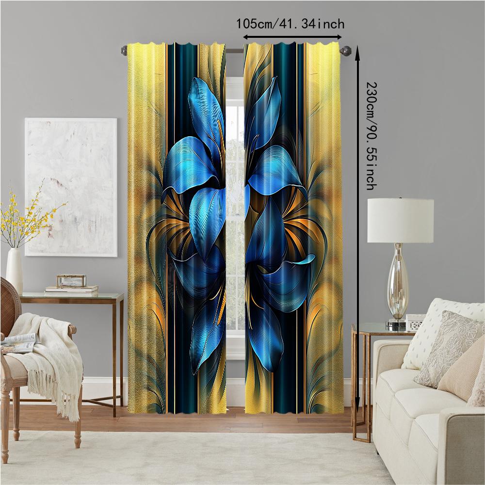 2 szt. Glamour Kwiatowe Zasłony Okienne Można Prać w Pralkce Poliestrowe Draperie Do Salonu Sypialni Wzór Dla Prywatności