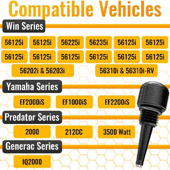 Ecocstm 55201 Magnetic Oil Dipstick for Inverter Generators | Compatible with Predator/Wen/Yamaha, Aluminum Generator Magnetic Oil Dipsticks with O