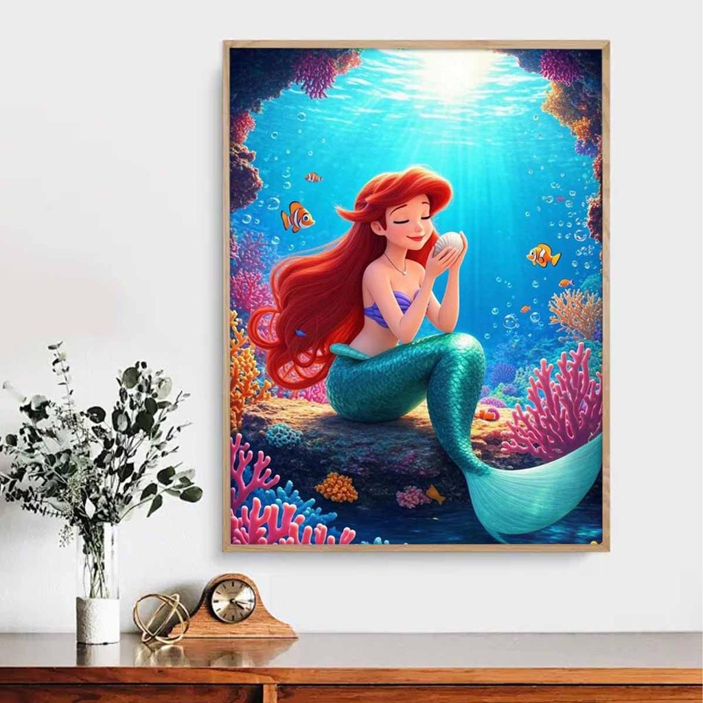Full Round Diamond Painting The Mermaid on The Stone Art Rhinestone Picture Mosaic DIY 5D Cross Stitch Embroidery Home Decoration