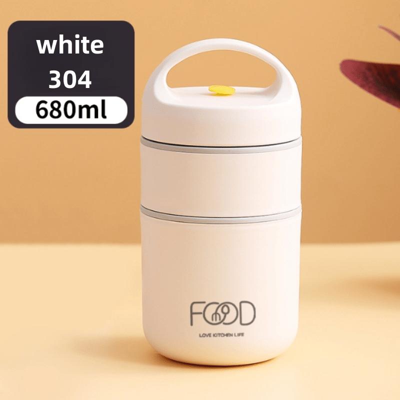 1pc One Stainless Steel Cylindrical Lunch Box Hand-wash Portable Soup Cup for Office Workers and Student No Electricity Required