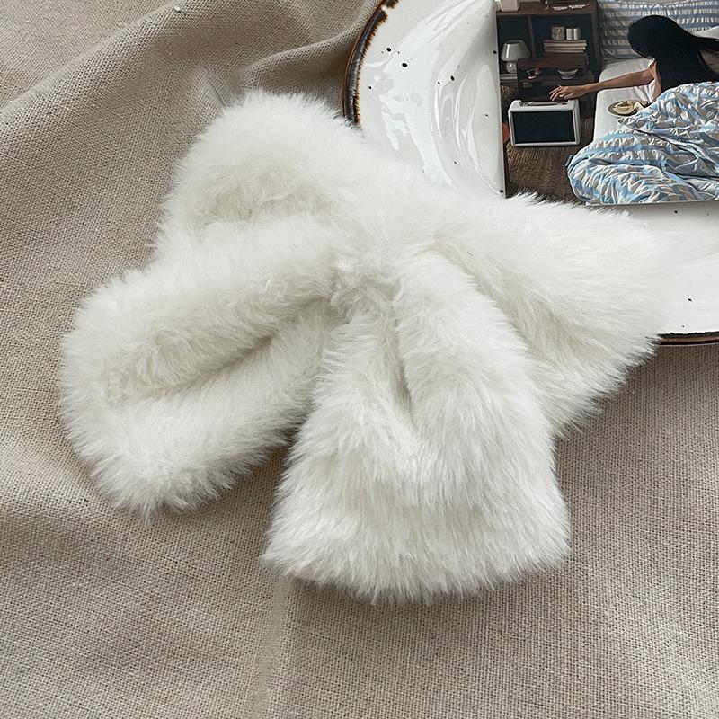 Nuova Pinza per Capelli con Fiocco in Peluche Carino Invernale, Pinzette a Fiocco Semplici Colorate Solide Coreane, Grande Fermaglio per Capelli per Bambine