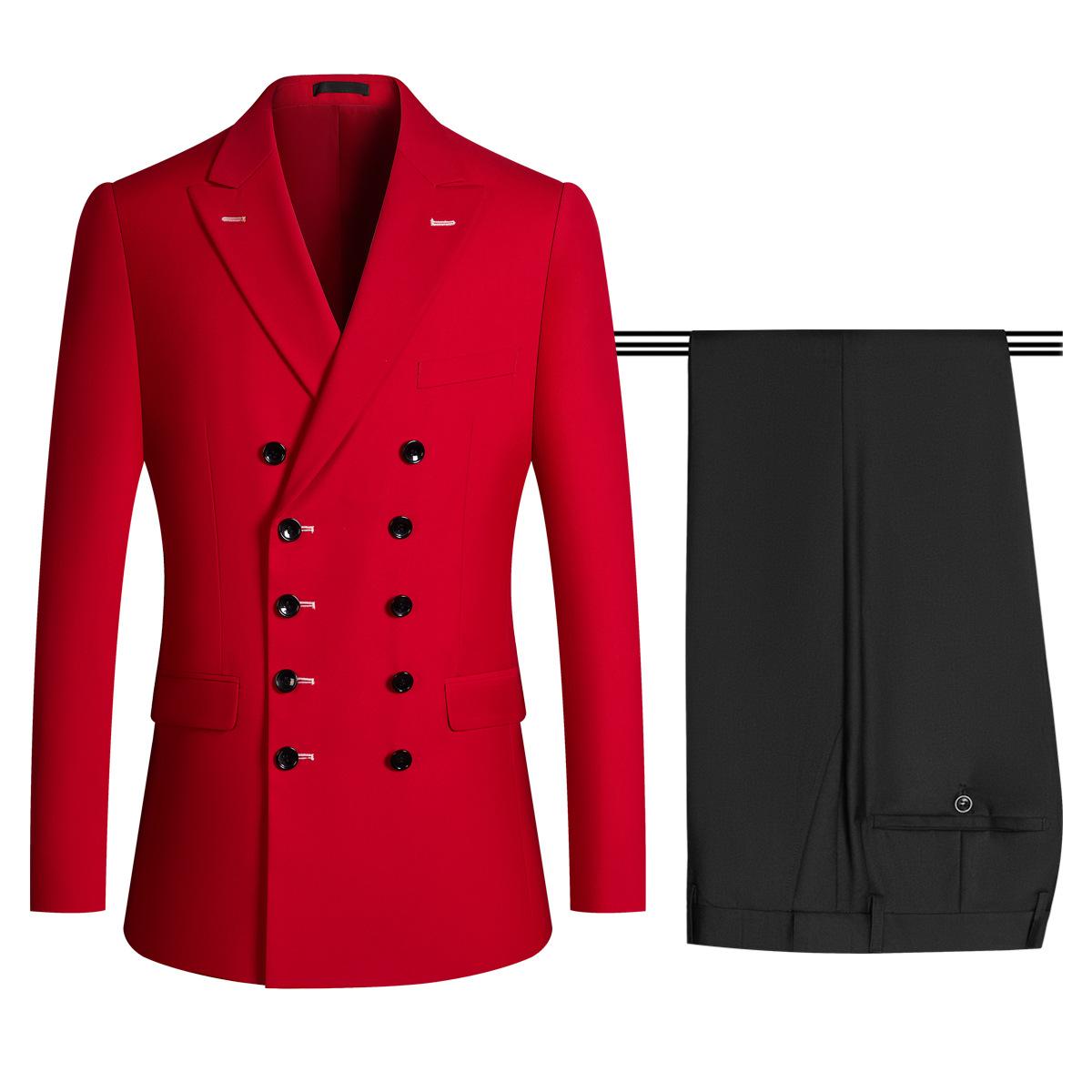 

Мужской костюм Костюм Двойка Корейская версия Приталенный костюм Мужской Деловой Профессиональный Наряд Лучший мужчина Жених Свадебное платье XS