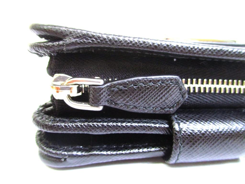 Authentic PRADA Black Nylon Saffiano Leather Bifold Wallet Compact Wallet #b246  Seller Refurbished