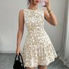 Women's Summer Floral Print Sleeveless Mini Dress Vintage Ruffle Tiered A-Line Casual Vacation Beach Short Dress for Women