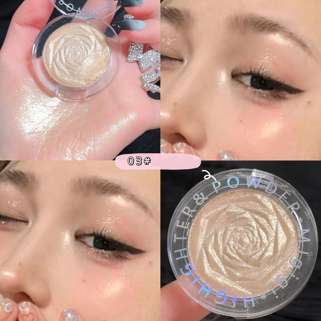 Rose Highlighter Palette Contouring Fine Shimmer Oogschaduw Neusschaduw Gezicht Lichaam Highlighting Aardappeltextuur voor highlighting of oogmake-up in laagjes