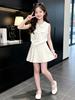 Girls' 2026 Summer Sleeveless Doll Collar Vest & Pleated Skirt Set for Medium To Large Children