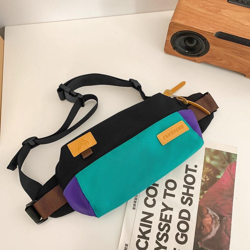 Kontrastowa kolorowa torba podróżna dla par. Torba na talię. Mała kwadratowa torba na ramię