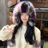 Real Fox Fur Ear Protection Hat Cute Hairball Cold Cycling Hat Warm and Fleece Knitted Wool Hat Basin Hat