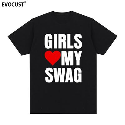 Μπλουζάκι Κοντομάνικο Girls Love My Swag Αμερικάνικο Αστείο Διασκεδαστικό Γράμμα Γκράφιτι Καθημερινό Ανδρικό και Γυναικείο Ζευγάρι Βαρύ Μεγάλο Μέγεθος Τοπ