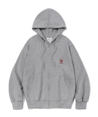 Wyse Symbol Logo Zip-Up Hoodie Gray