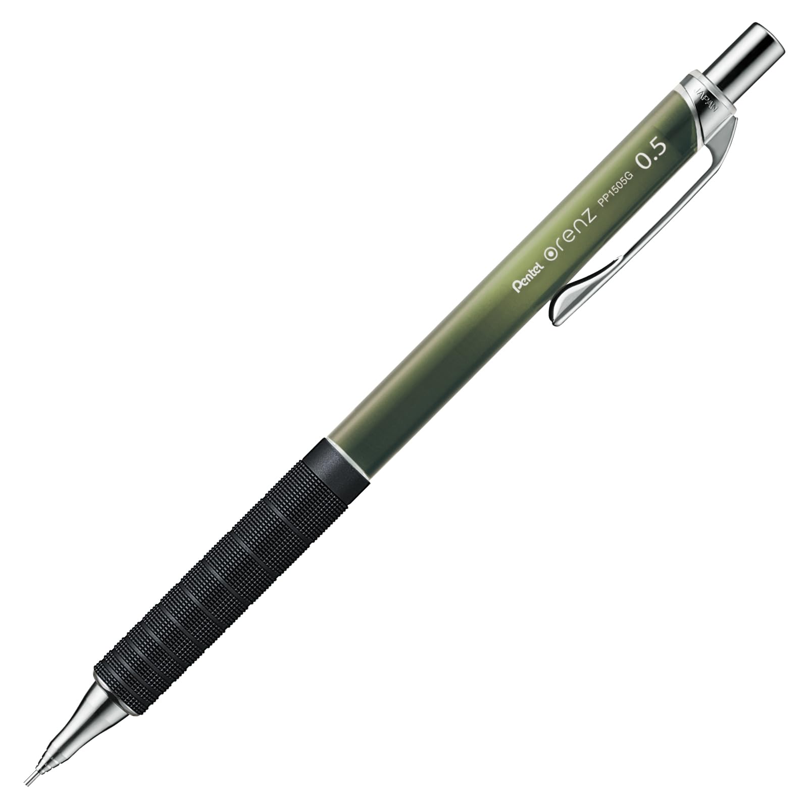 Pentel Orenz Metal Grip Mechanical Limited Olive Pencil, Edition, 0.5mm, Green, XPP1505G2-L3