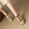 Fashion 2025 New Summer Sandals Square Toe Chunky Heel Hollow Out Sandals for Women French Retro Women Sandals Mixed Color Ladies Shoes